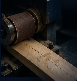 Sanding machine cleaning a cricket bat blade