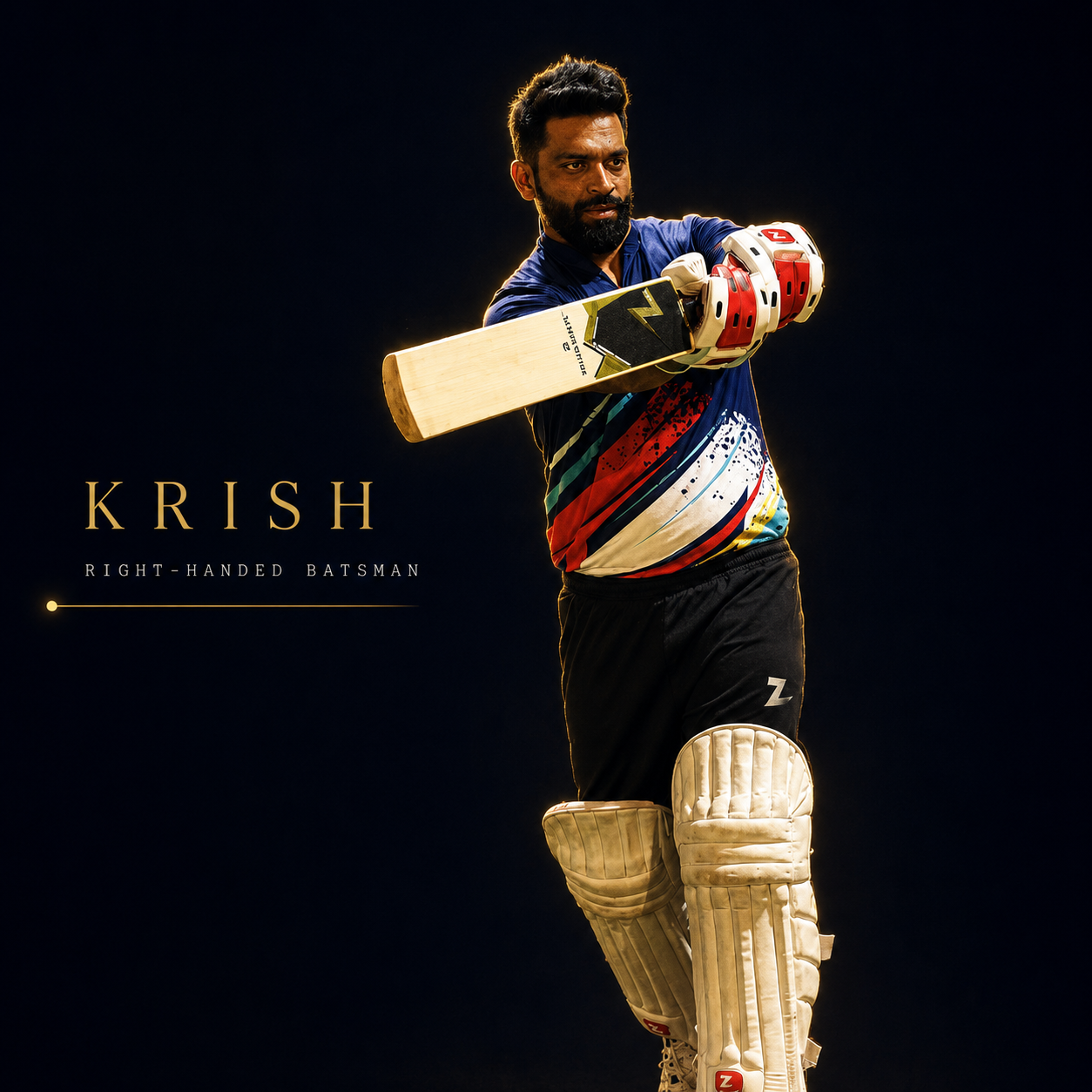 Krish, right-handed batsman in his stance, build signature diagnosed